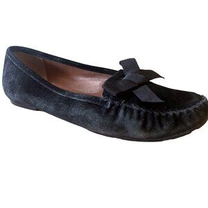 Talbots Leather Suede Loafers Flats size 5.5 M Black Slip on With Now